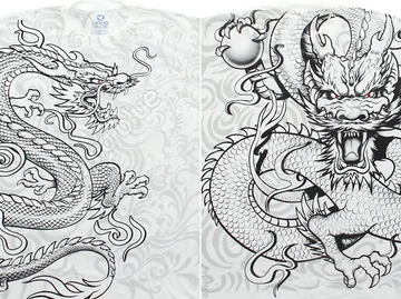 Футболка для сильных людей, шикарный рисунок в китайском стиле, дракон на всю футболку, ну очень красивая футболка. Рекомендуем.... Мягкий хлопок, спортивный пошив футболки...